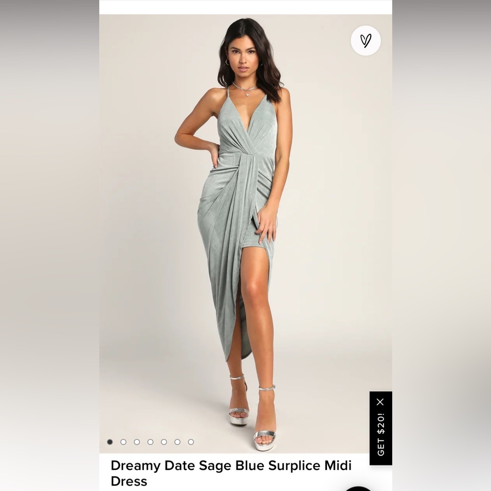Dreamy Date Sage Blue Surplice Midi Dress Lulus
Color: Sage Blue Size: Large